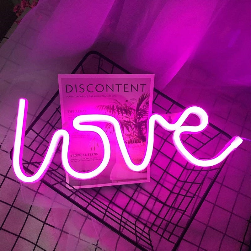 LED Neon Lights Love Shape Night Light Sign