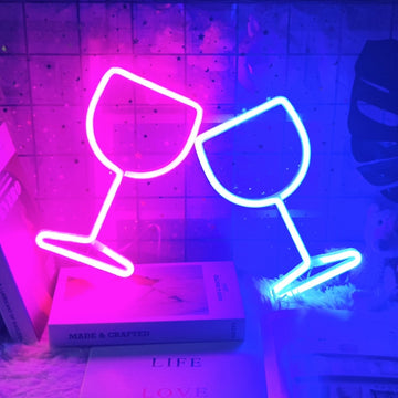 LED Neon Signs Wine Glass Lights